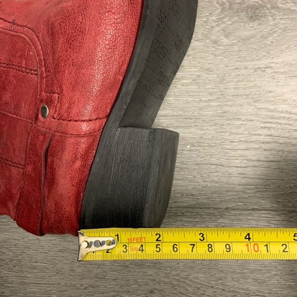 Franco Sarto Red Leather Pull Up Cowboy Booties 7M - Picture 8 of 8